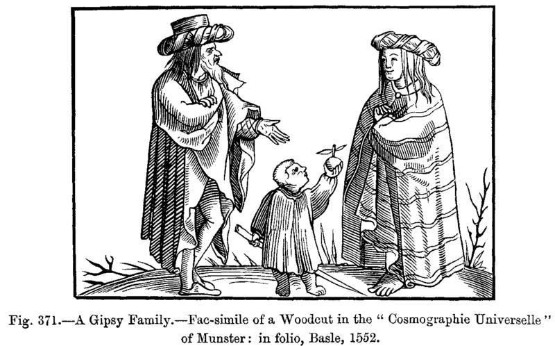 [Public domain], via Wikimedia Commons; Darstellung einer ‚Zigeunerfamilie‘ in der Cosmographia Sebastian Münsters, http://upload.wikimedia.org/wikipedia/commons/f/fc/A_Gipsy_Family_Fac_simile_of_a_Woodcut_in_the_Cosmographie_Universelle_of_Munster_in_folio_Basle_1552.png
